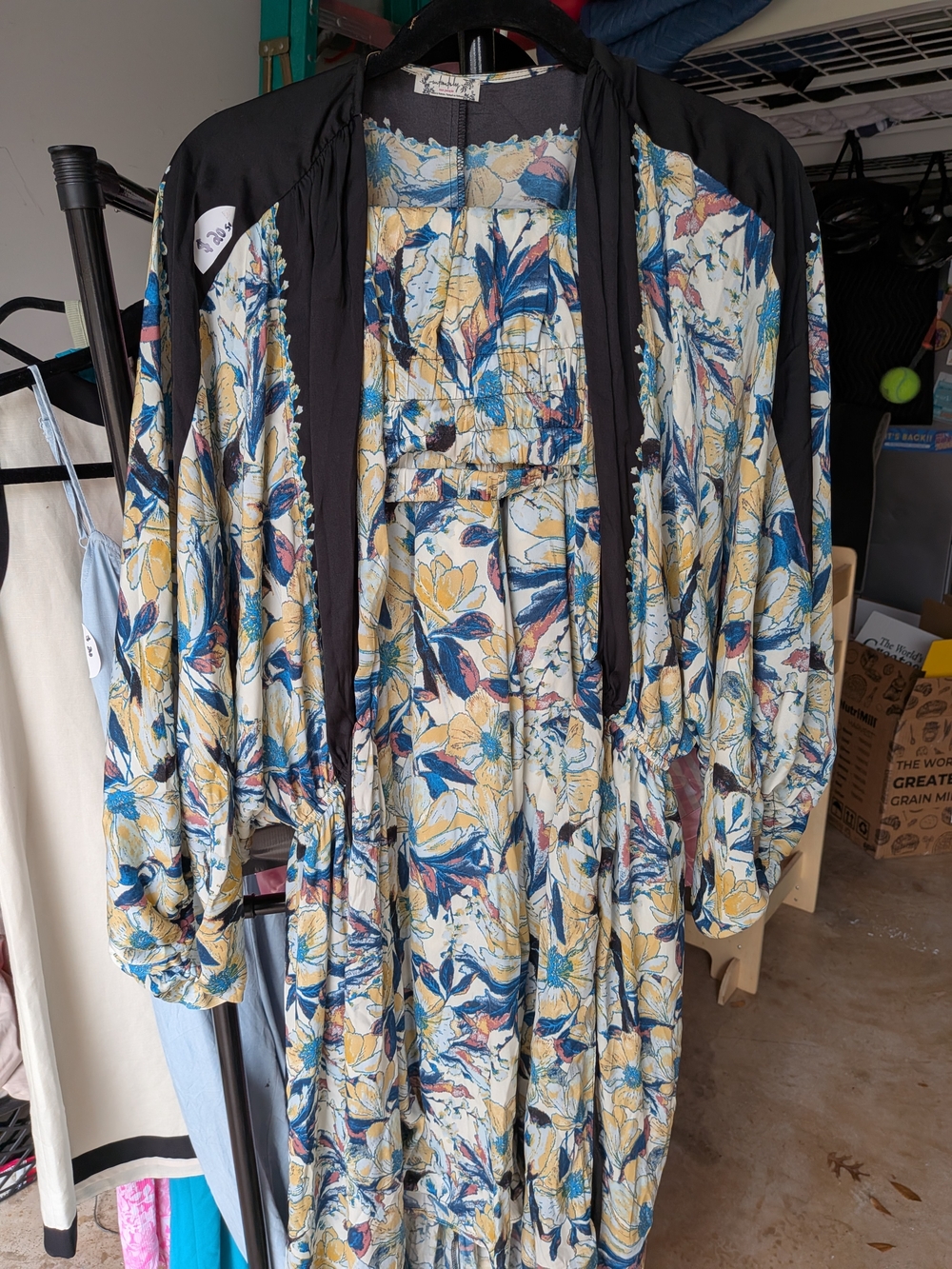 Free People Floral Maxi Dress in Blue, Yellow, Cream and Pink